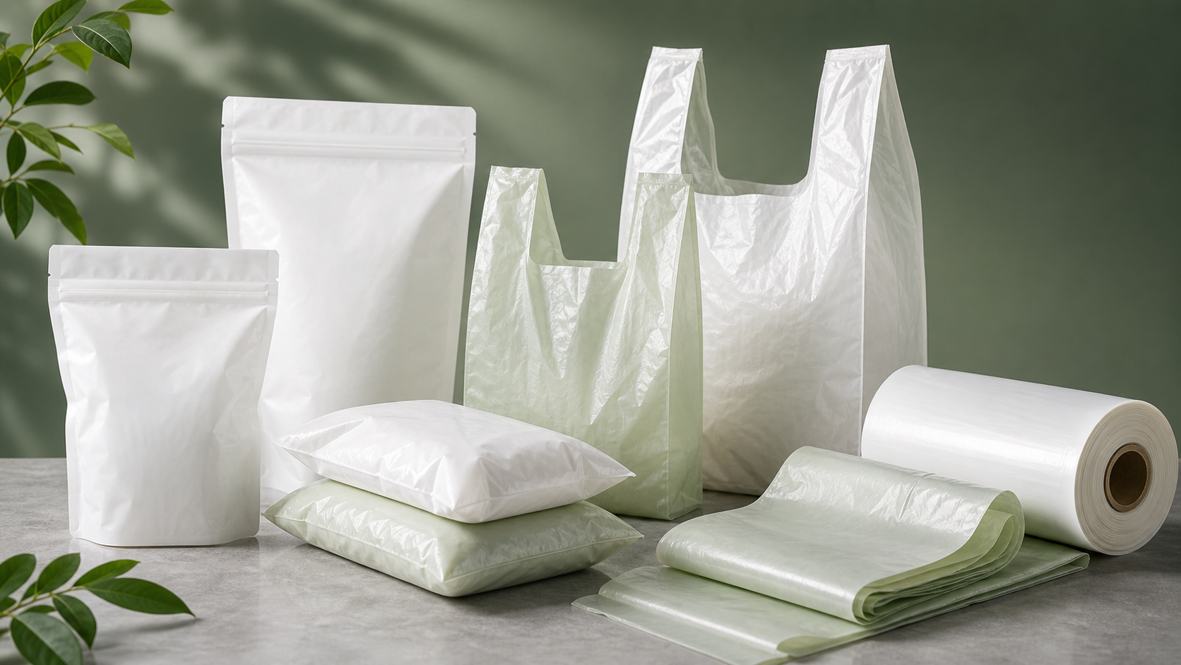 Flexible biodegradable packaging bags